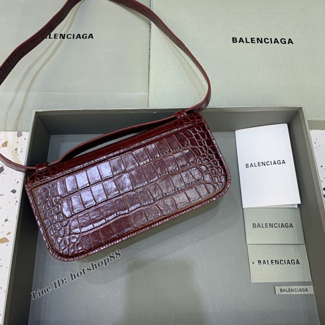 Balenciaga專櫃爆款大號鱷魚棗紅肩背包 巴黎世家新款Gossip bag斜挎包 fyj1293